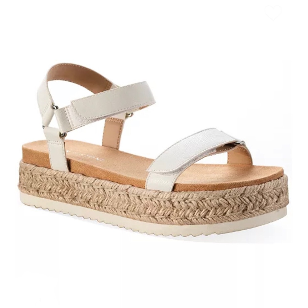 Sun + Stone Rylee Strappy Platform White Sandals 8.5